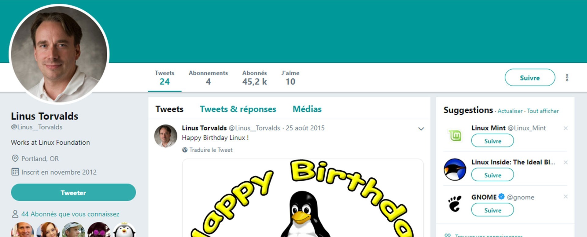 compte twitter linus torvals