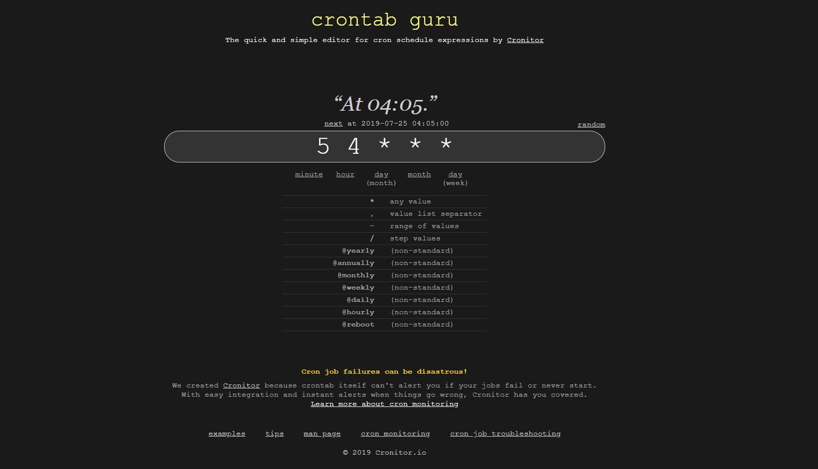 Crontab guru adminsys