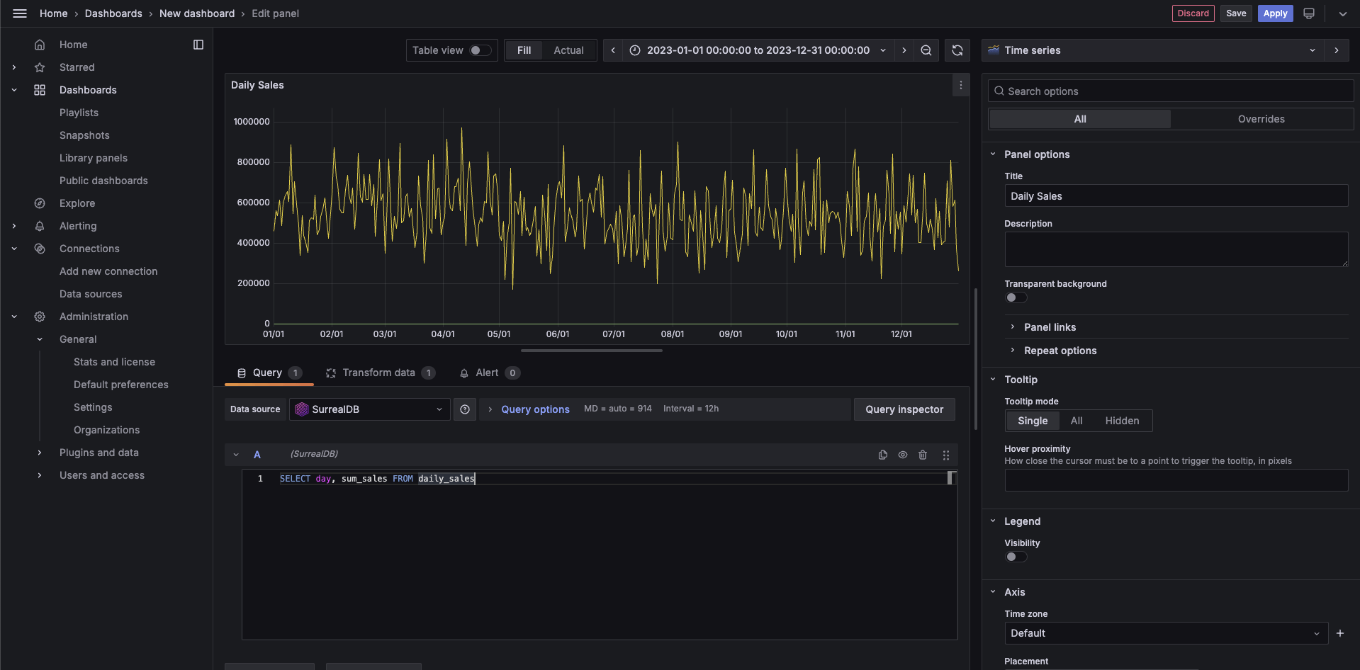 Grafana 10.4 surrealDB